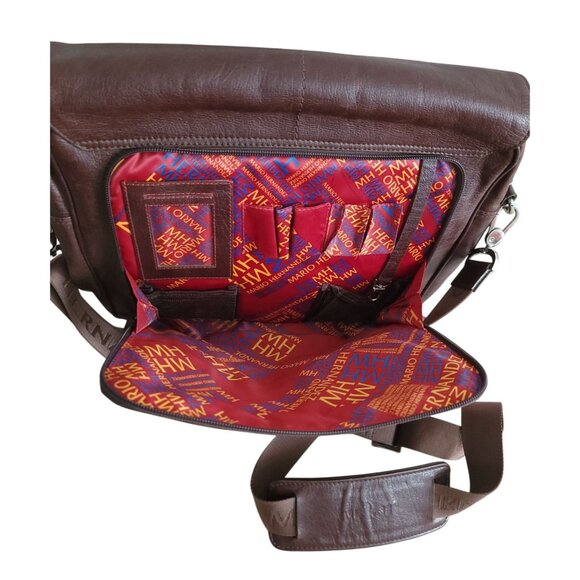 Mario Hernandez Brown Leather Messenger Crossbody Bag Handmade In Colombia - Picture 9 of 14